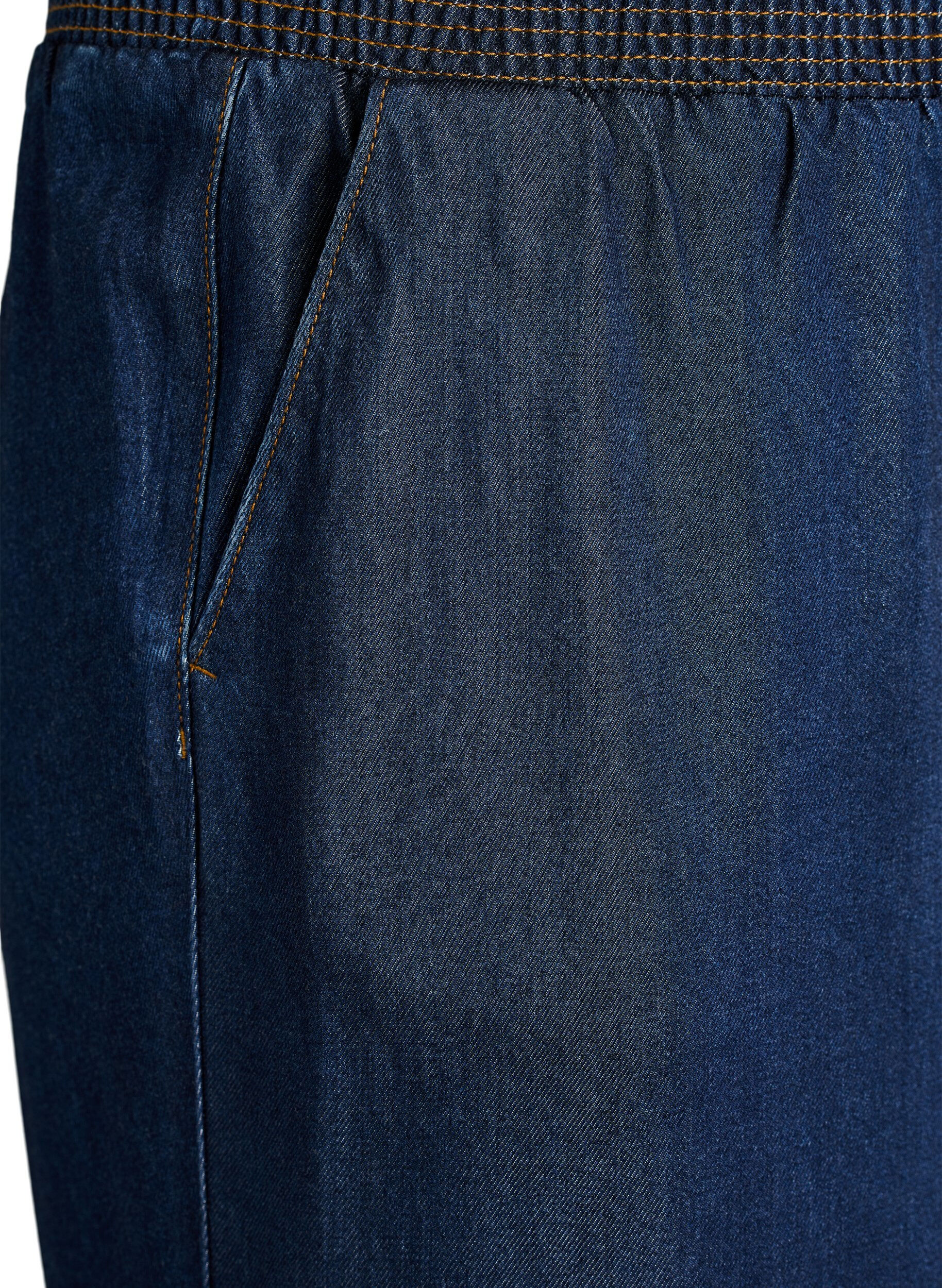 Zizzi Lyocell culotte broek met wijde pijpen en denimlook, Blauw, Packshot image number 2