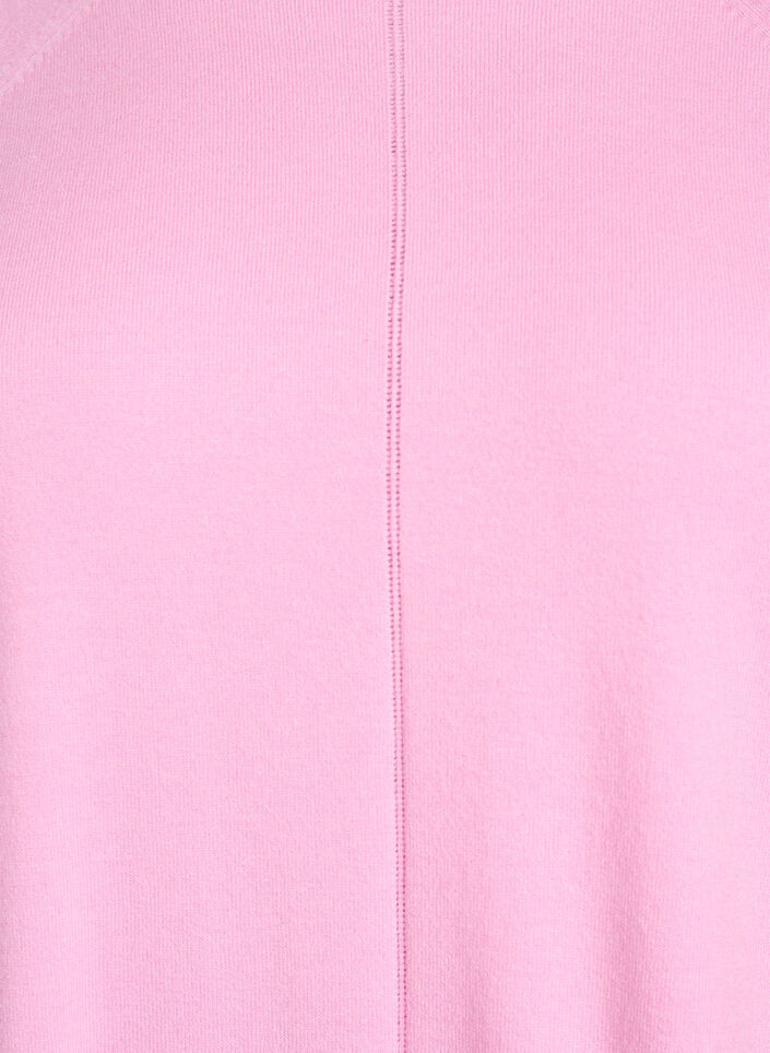 Gebreide blouse met ronde hals en gebreid patroon, Roze, Packshot image number 2