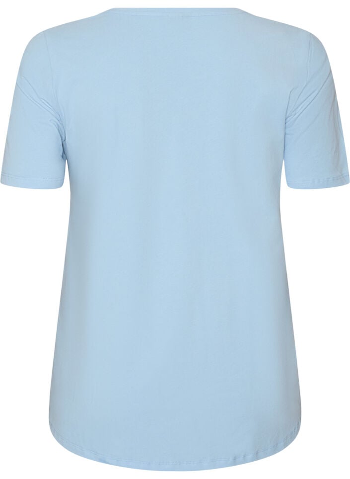 Basic t-shirt in effen kleur met katoen, Blauw, Packshot image number 1