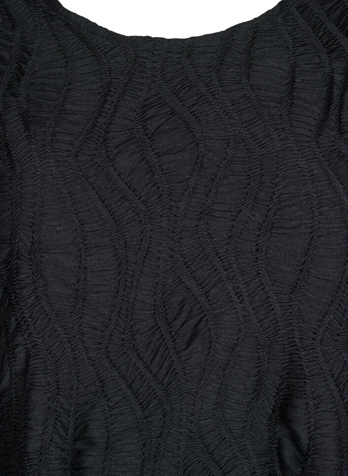 Blouse met textuur en 3/4 mouwen, Zwart, Packshot image number 2