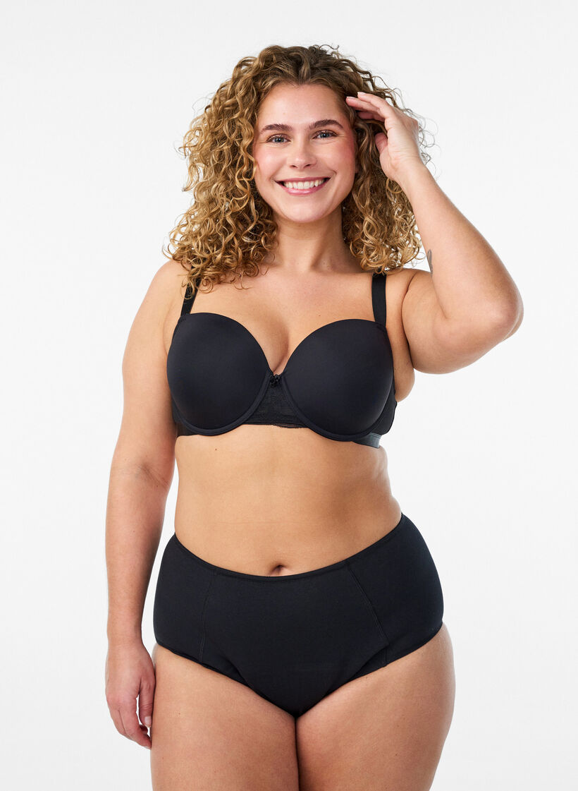 High-waisted katoenen nachtelijke menstruatiepanties, Zwart, Model