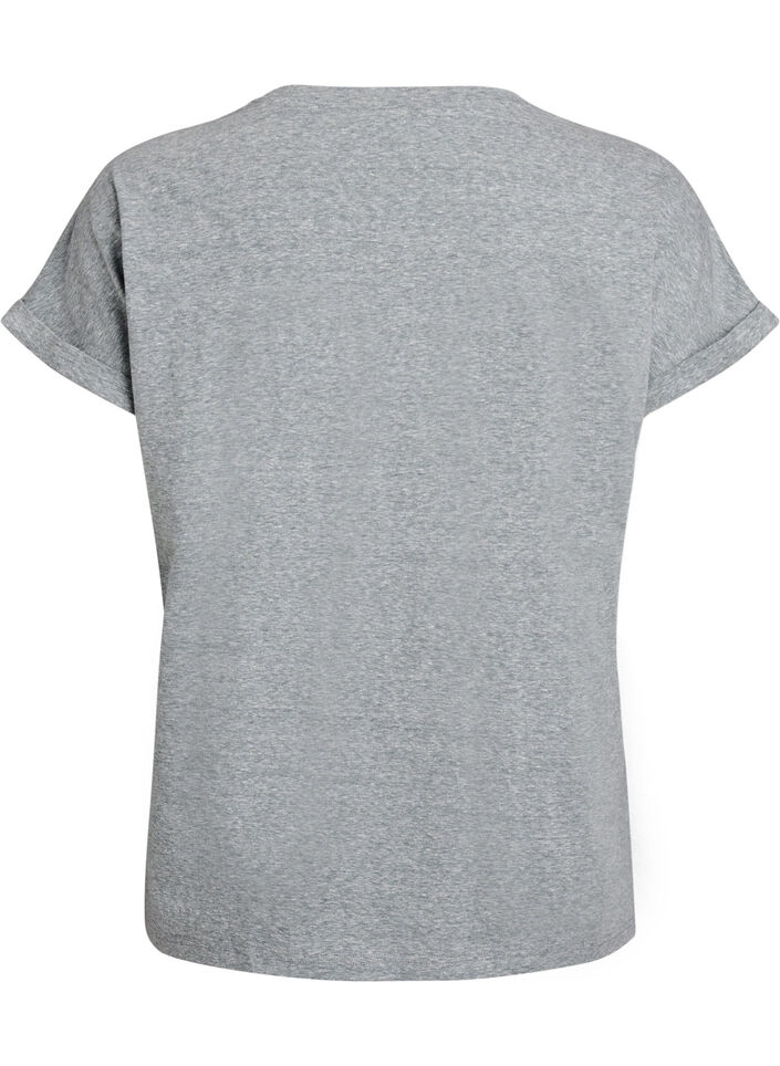 Gem&ecirc;leerd T-shirt met korte mouwen, Groen, Packshot