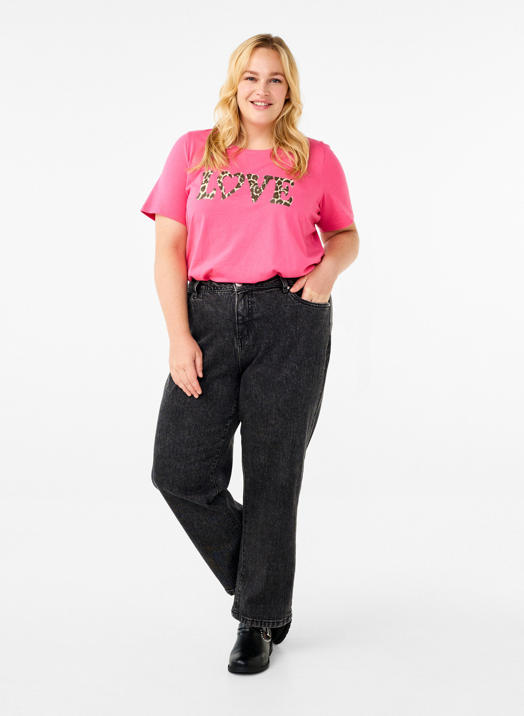 Zizzi FLASH - T-shirt met motief, Roze, Model image number 1