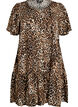 Viscose jurk met snijlijn, Bruin, Packshot image number 0