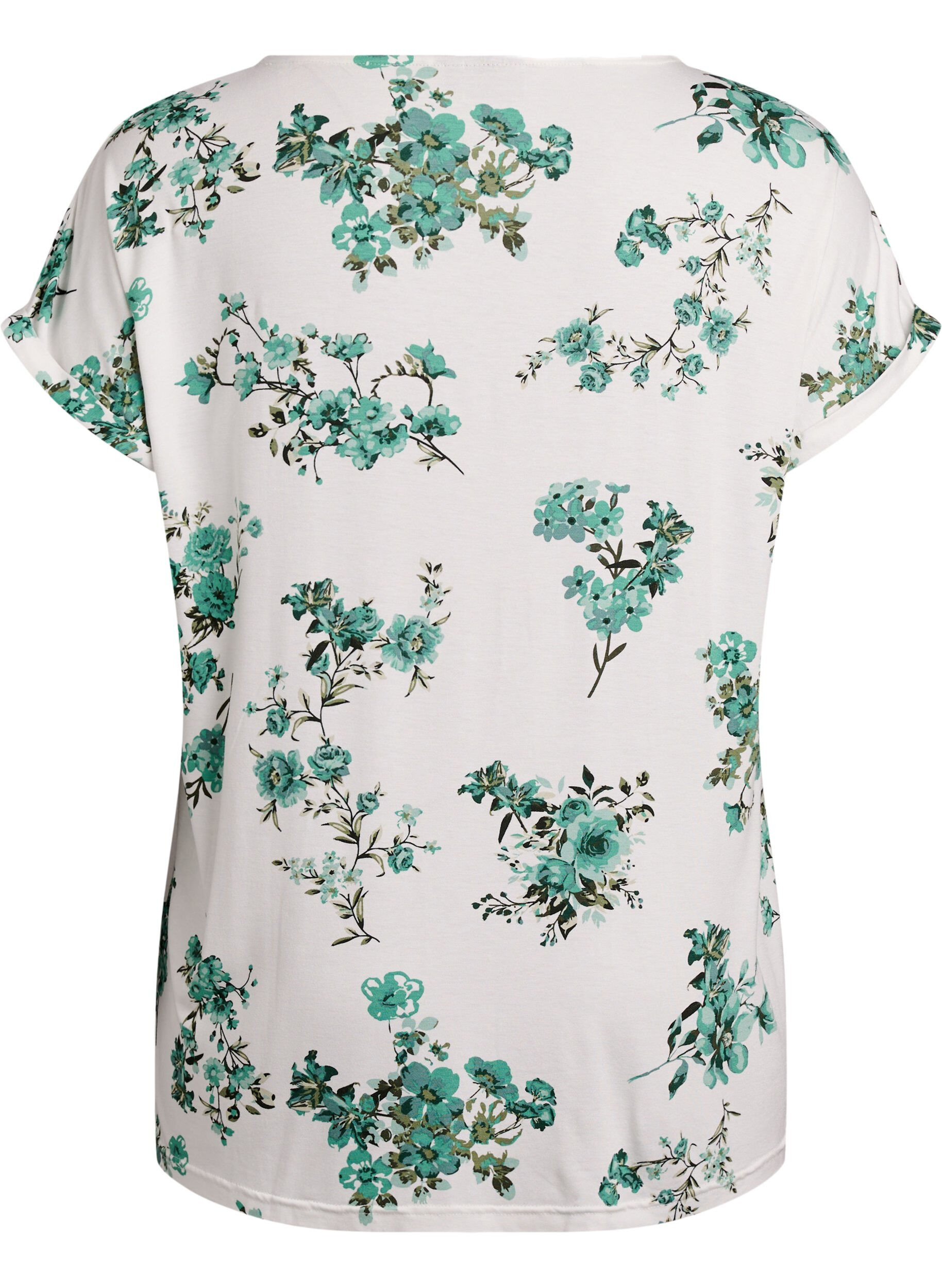 Zizzi T-shirt met bloemenprint, Wit, Packshot image number 1