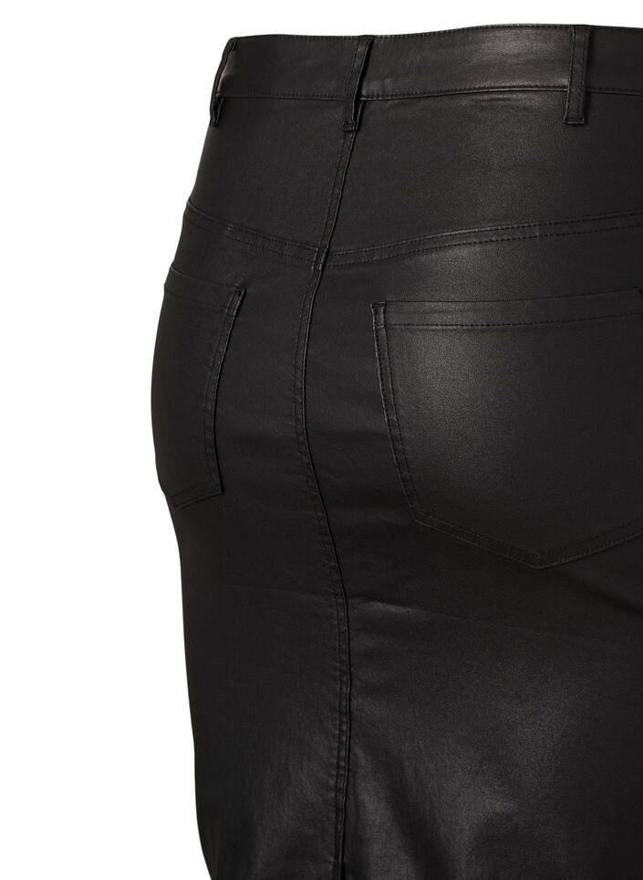 Gecoate rok met split, Black, Packshot image number 2