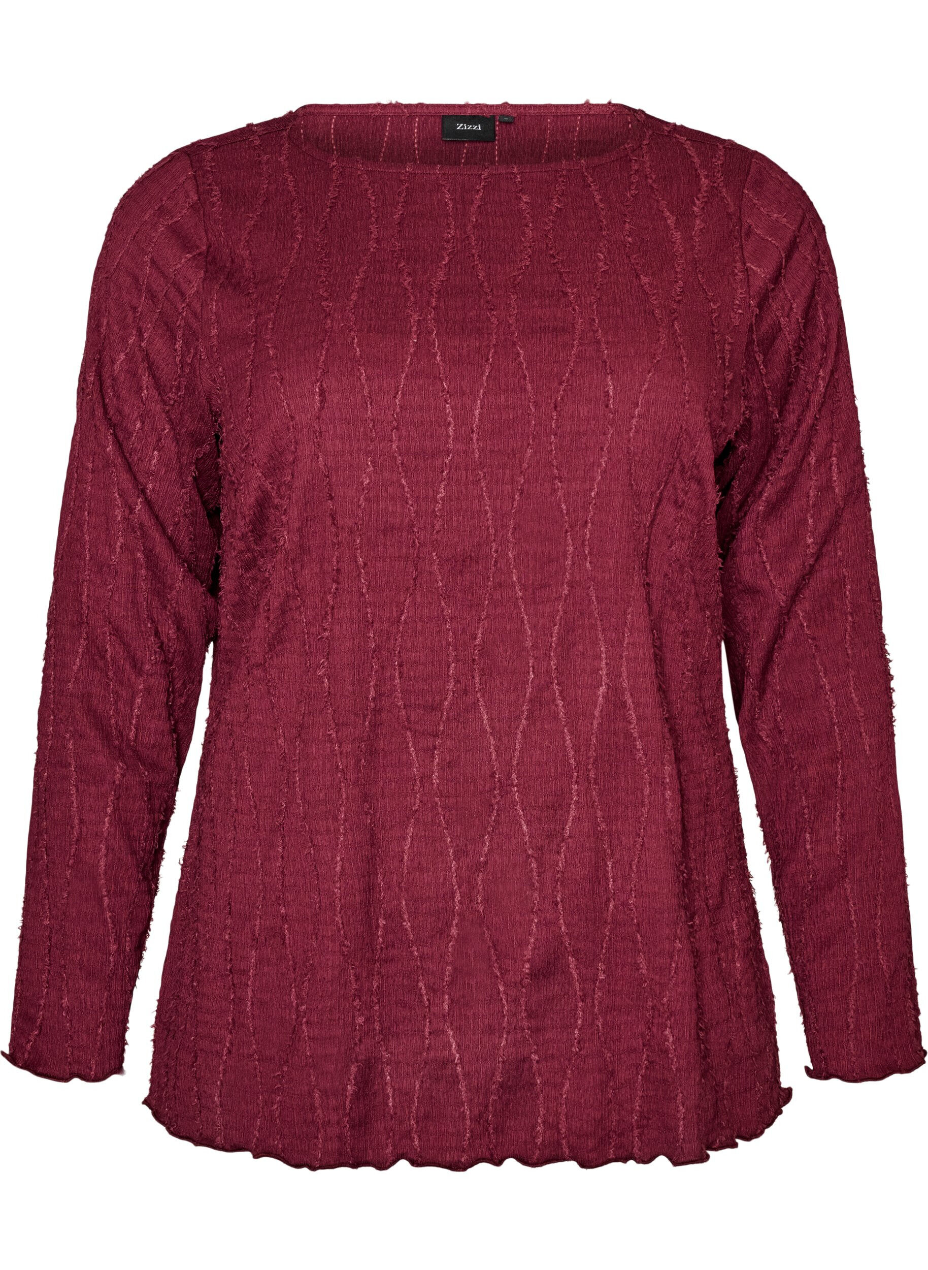 ZizziJersey blouse met een golvende textuur, Rood, Packshot image number 0