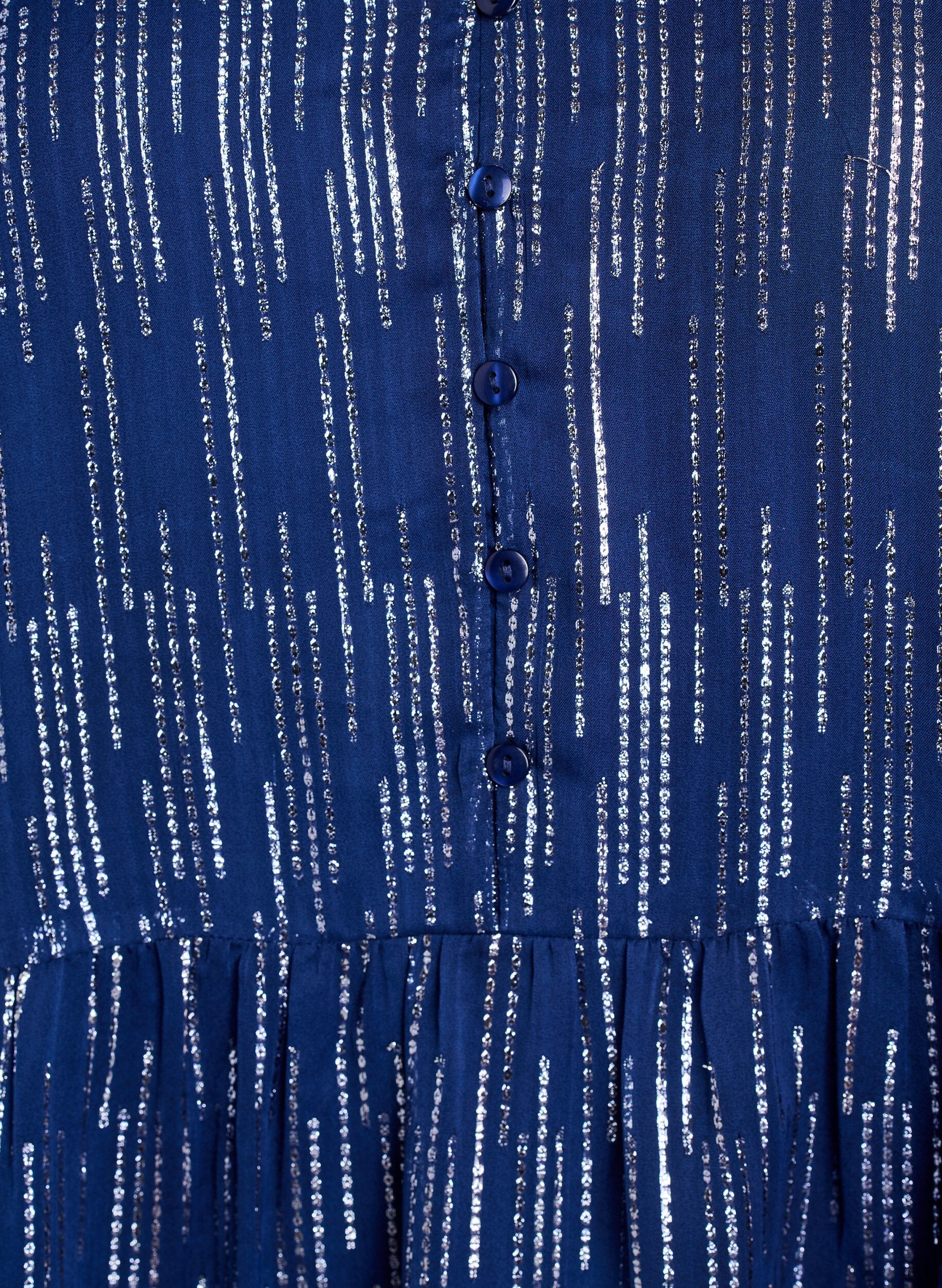 Zizzi Korte feestjurk met glitterpatroon, Blauw, Packshot image number 2