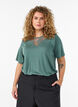 Blouse met kanten inzetstuk en ballonmouwen, Groen, Model image number 0