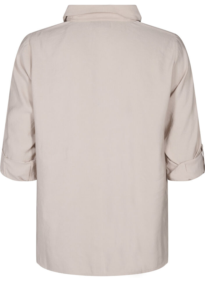Shirt met studs en 3/4 mouwen, Beige, Packshot image number 1