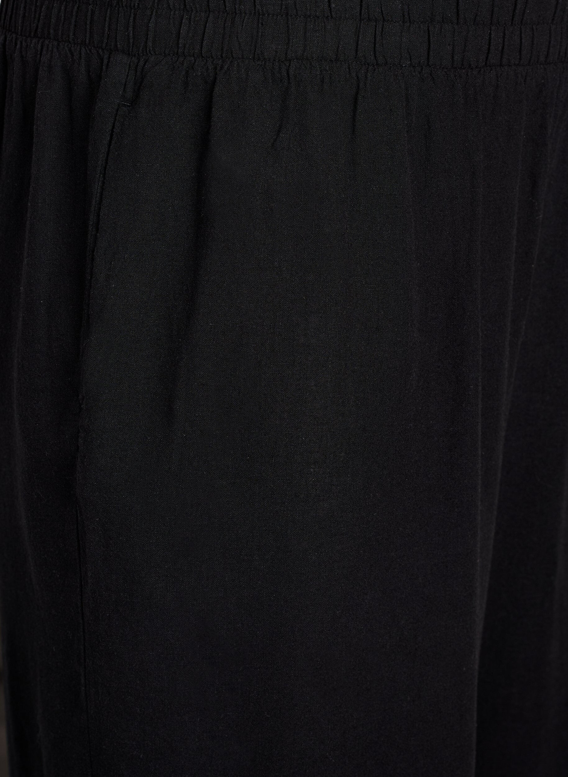 Zizzi Linnen en viscose loszittende broek, Zwart, Packshot image number 2