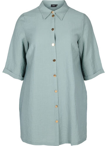 Lange blouse met 3/4 mouwen, Thyme, Packshot image number 0