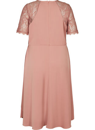 Midi-jurk met korte kanten mouwen, ROSE BROWN, Packshot image number 1