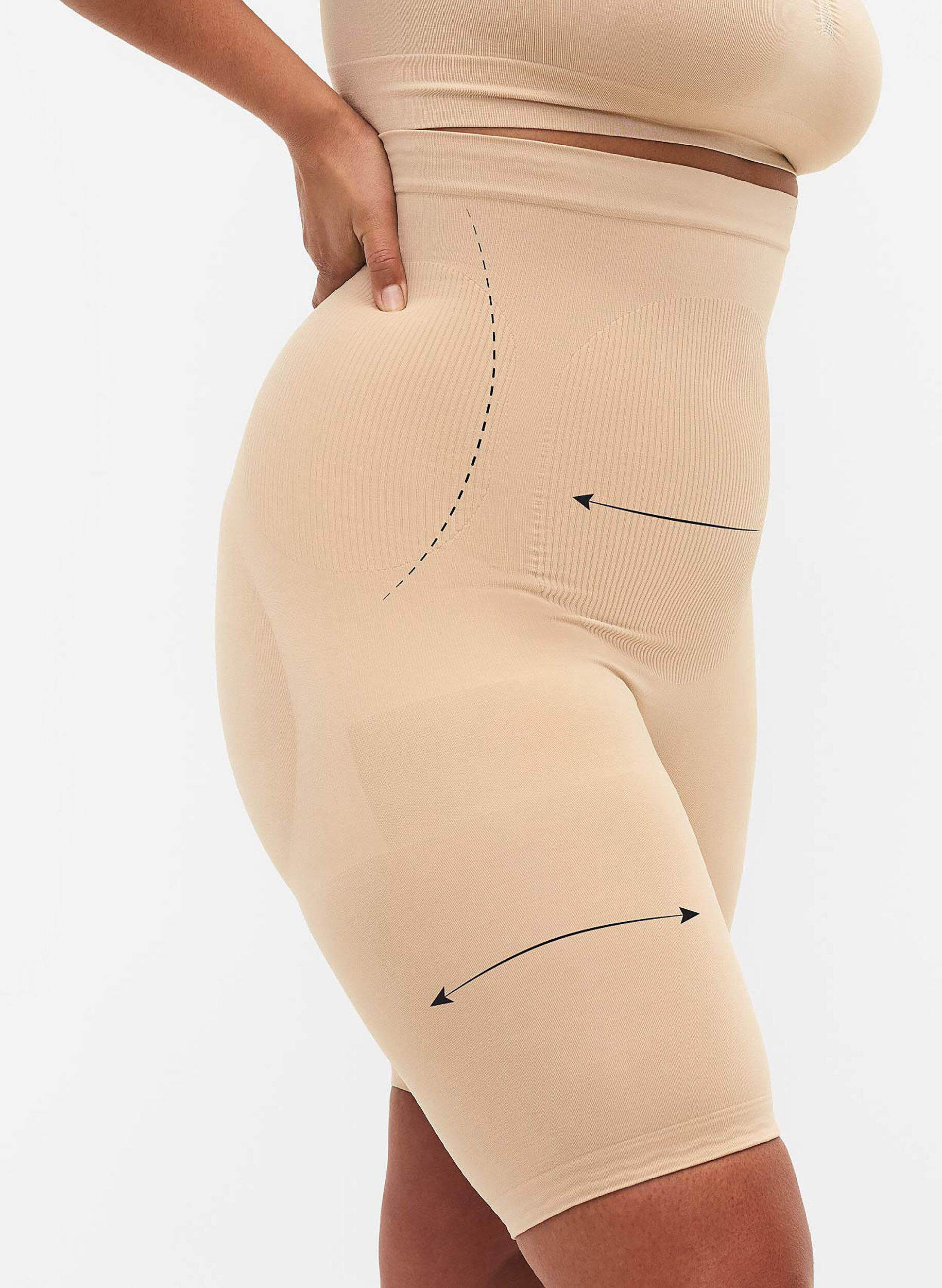 Shapewear shorts met hoge taille, Beige, Model