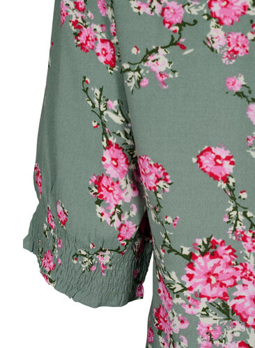 Viscose blouse met knopen, Spray Green Flower, Packshot image number 3