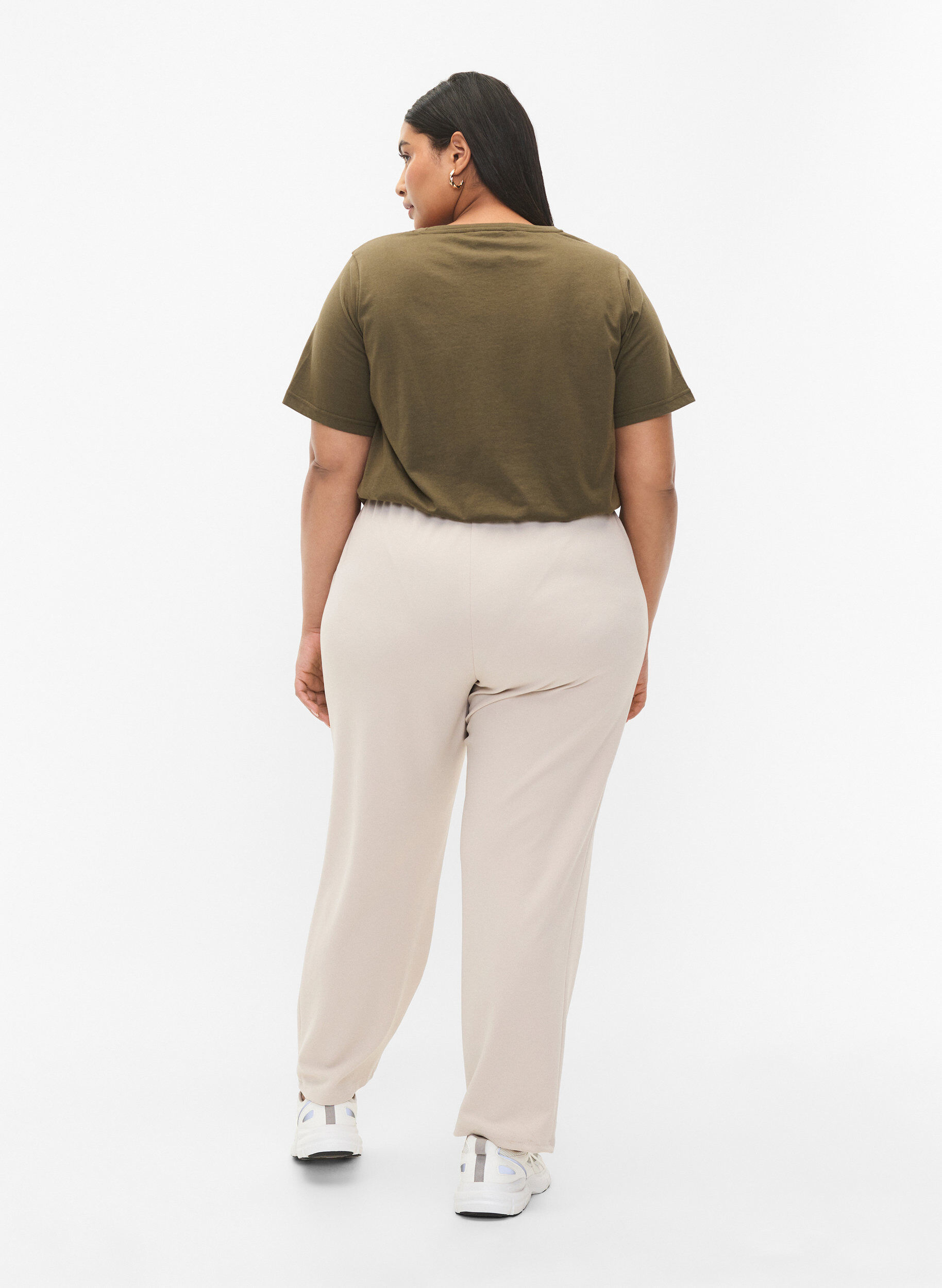 Zizzi Broek met rechte pasvorm, Beige, Model image number 1