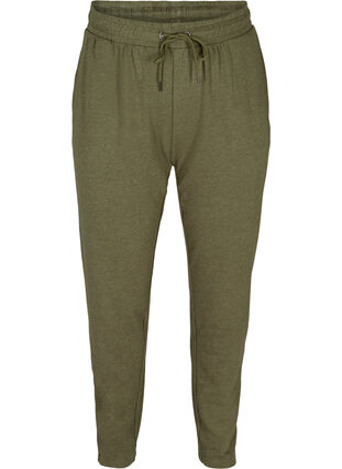Gemêleerde sweatpants met zakken, Ivy green Melange, Packshot image number 0