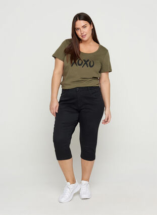 Katoenen t-shirt met korte mouwen en a-lijn, Ivy Green XOXO, Model image number 2