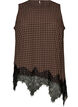 Geruite top met asymmetrische kanten afwerking, Bruin, Packshot image number 0