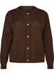 Kabelgebreid vest met gouden knopen, Bruin, Packshot image number 0