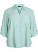 Linnen en viscose shirt met 3/4 mouwen, Groen, Packshot image number 0