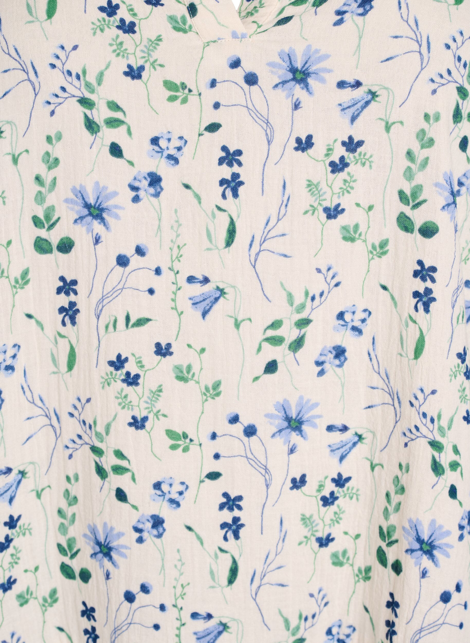 ZizziKorte A-lijn jurk in katoenen mousseline, Beige, Packshot image number 2