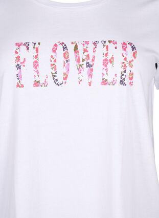 Katoenen T-shirt met tekstopdruk, B. White w. Flower, Packshot image number 2