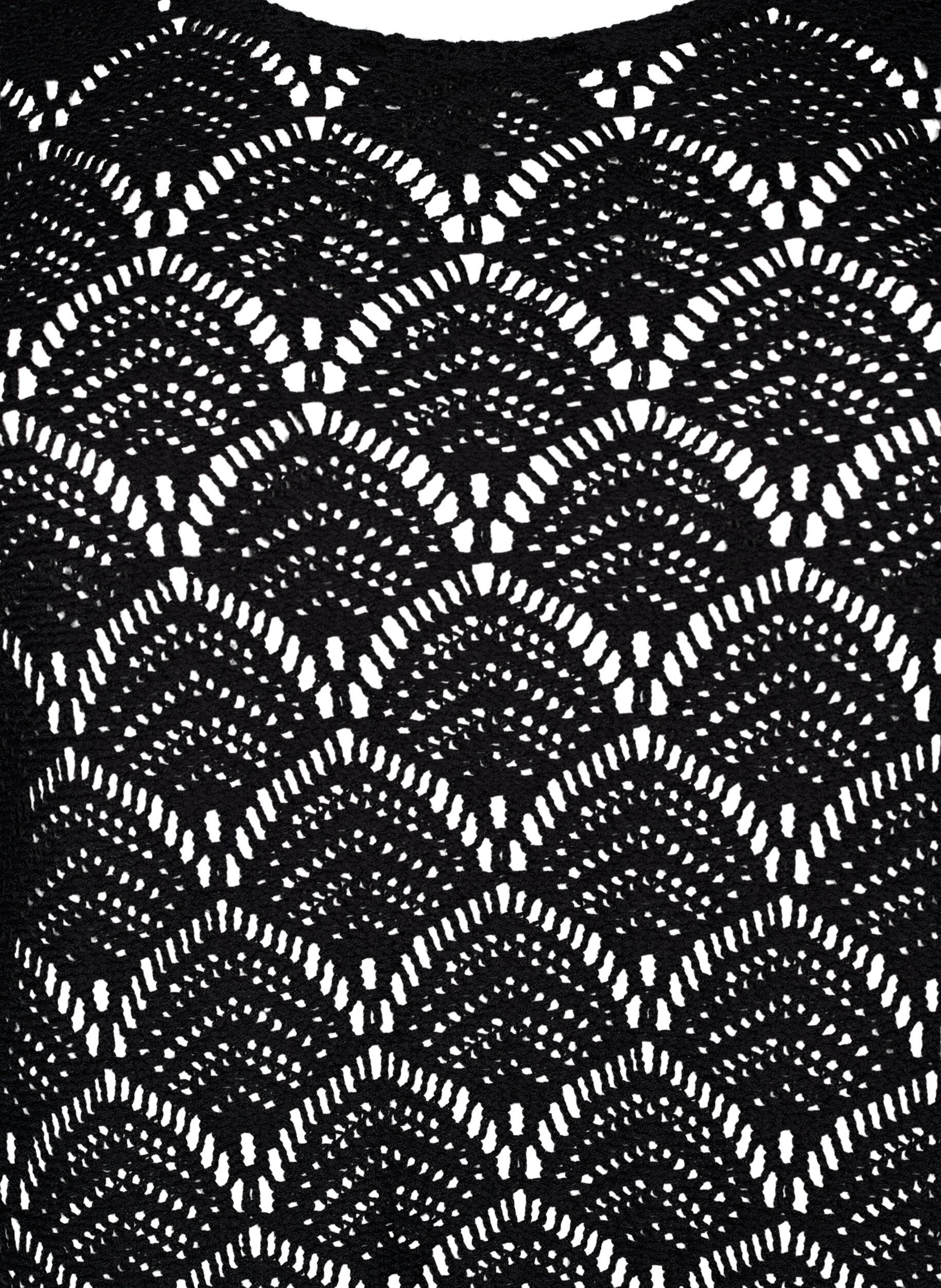 Zizzi Crochet Blouse met 3/4 mouw, Black, Packshot image number 2