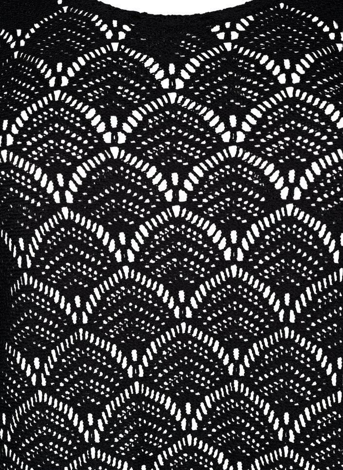 Crochet Blouse met 3/4 mouw, Black, Packshot image number 2