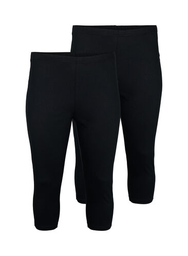 FLASH - 2-pack 3/4 leggings, Black/Black, Packshot image number 0