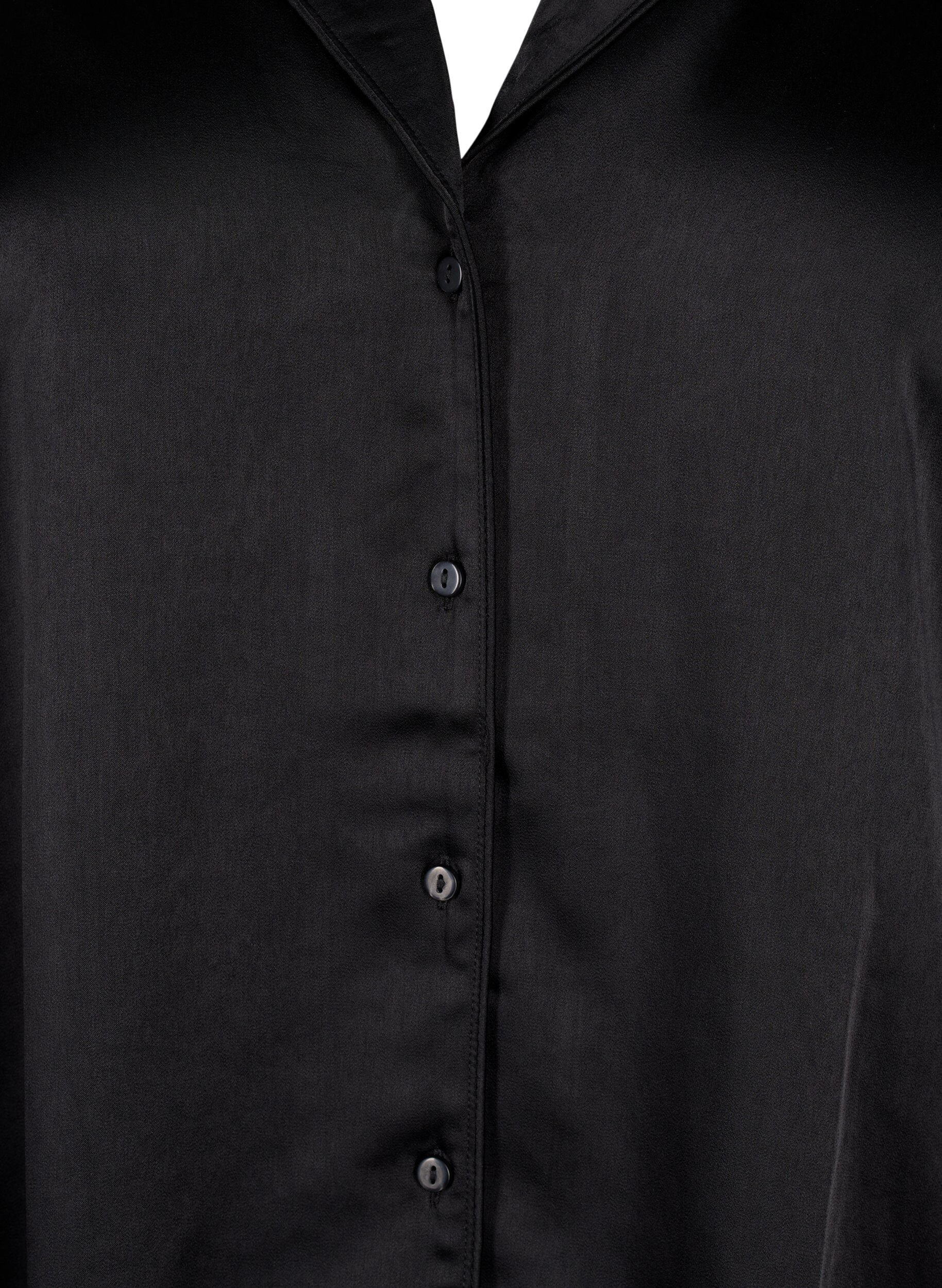 Zizzi Satijnen nachthemd, Black, Packshot image number 2