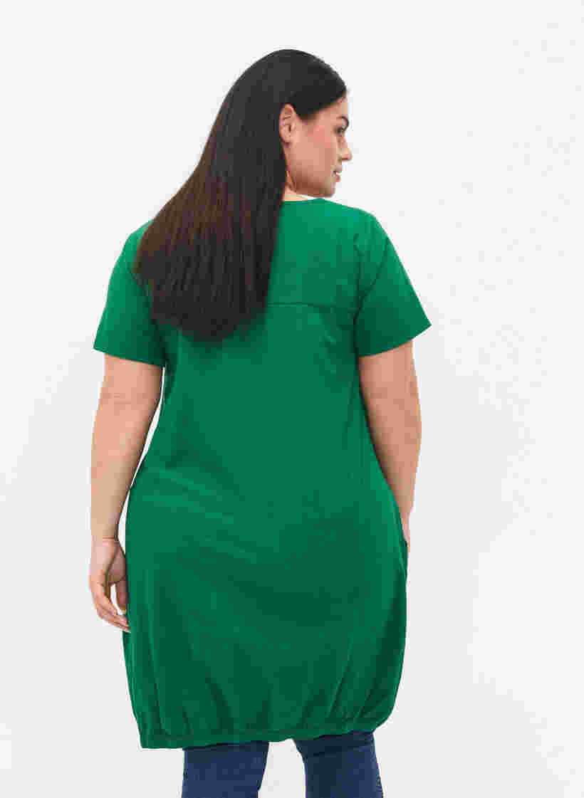 Katoenen jurk met korte mouwen, Verdant Green, Model image number 1