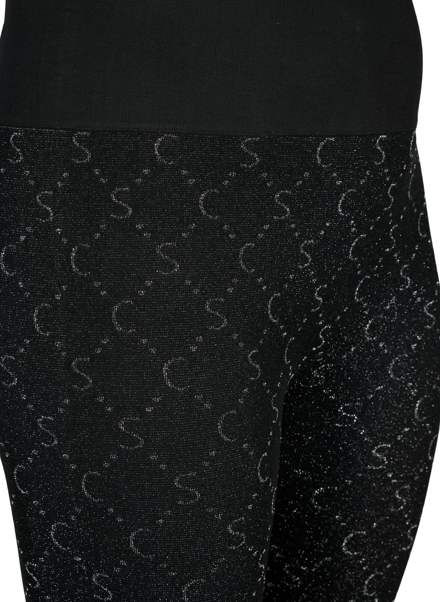 Zizzi Naadloze legging met zilverkleurig patroon, Black, Packshot image number 2