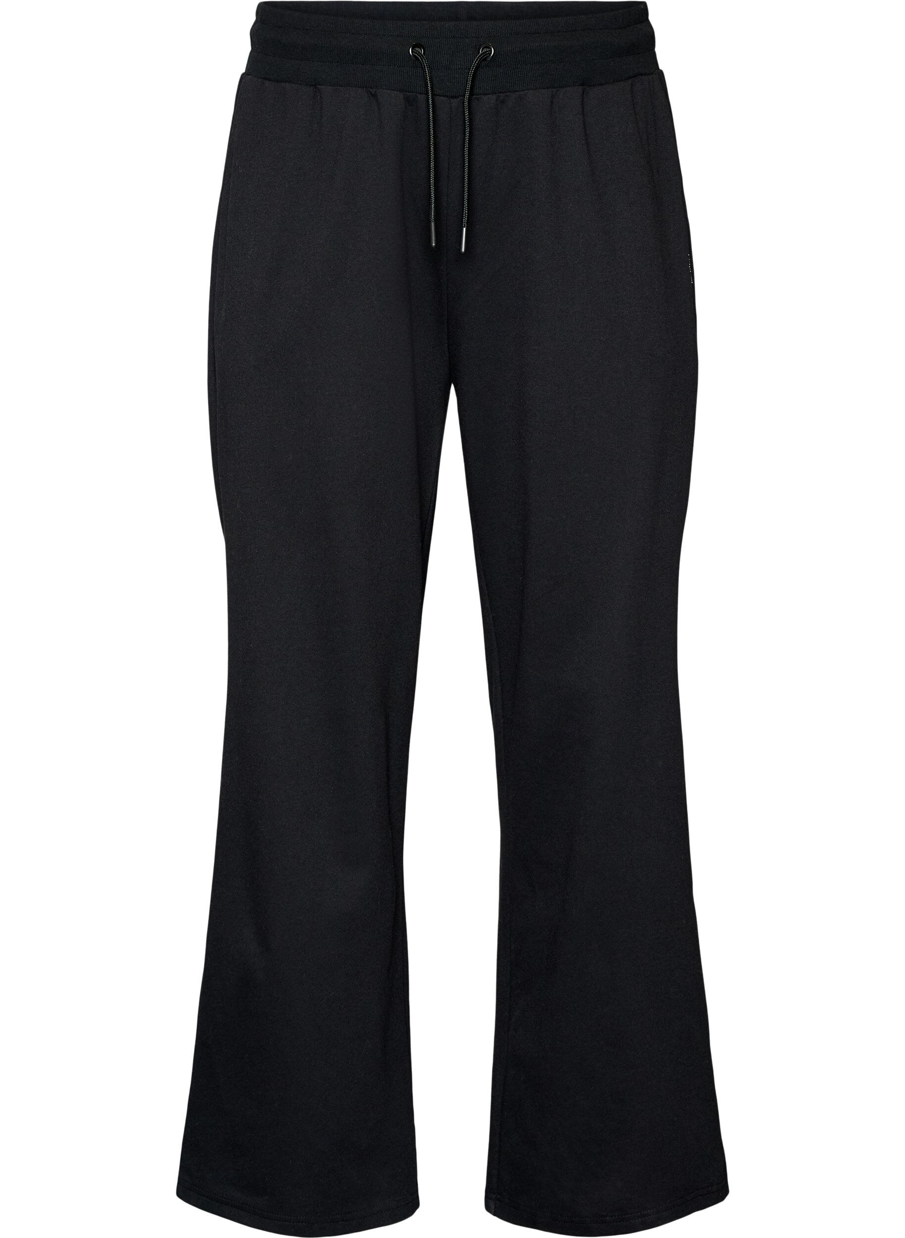 ZizziTrainingsbroek met wijde pijpen en hoge taille, Zwart, Packshot image number 0