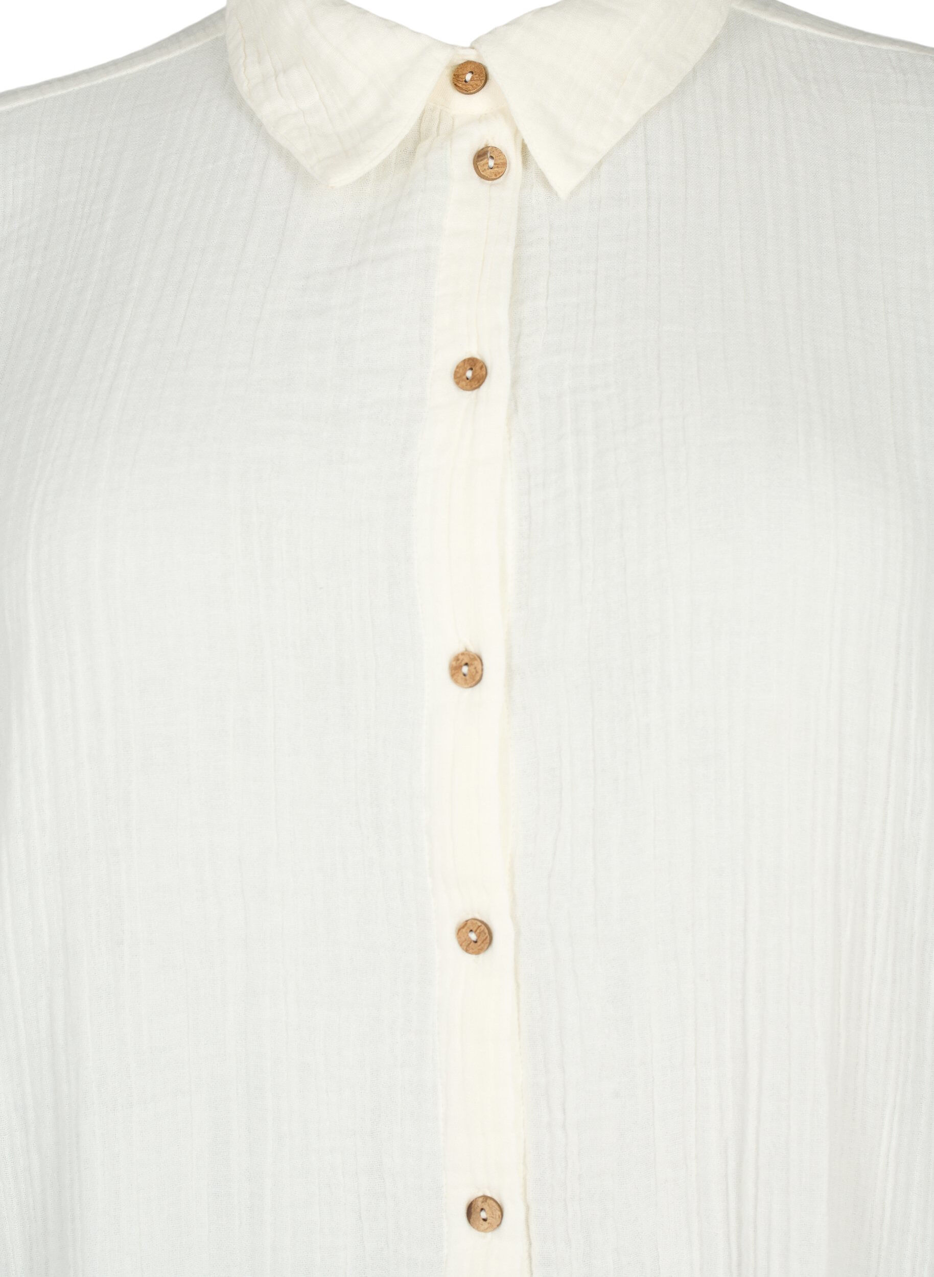 Zizzi Shirt met korte mouwen en knopen, Off-White, Packshot image number 2