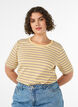 Gestreept T-shirt met geribbelde textuur, Geel, Model image number 0