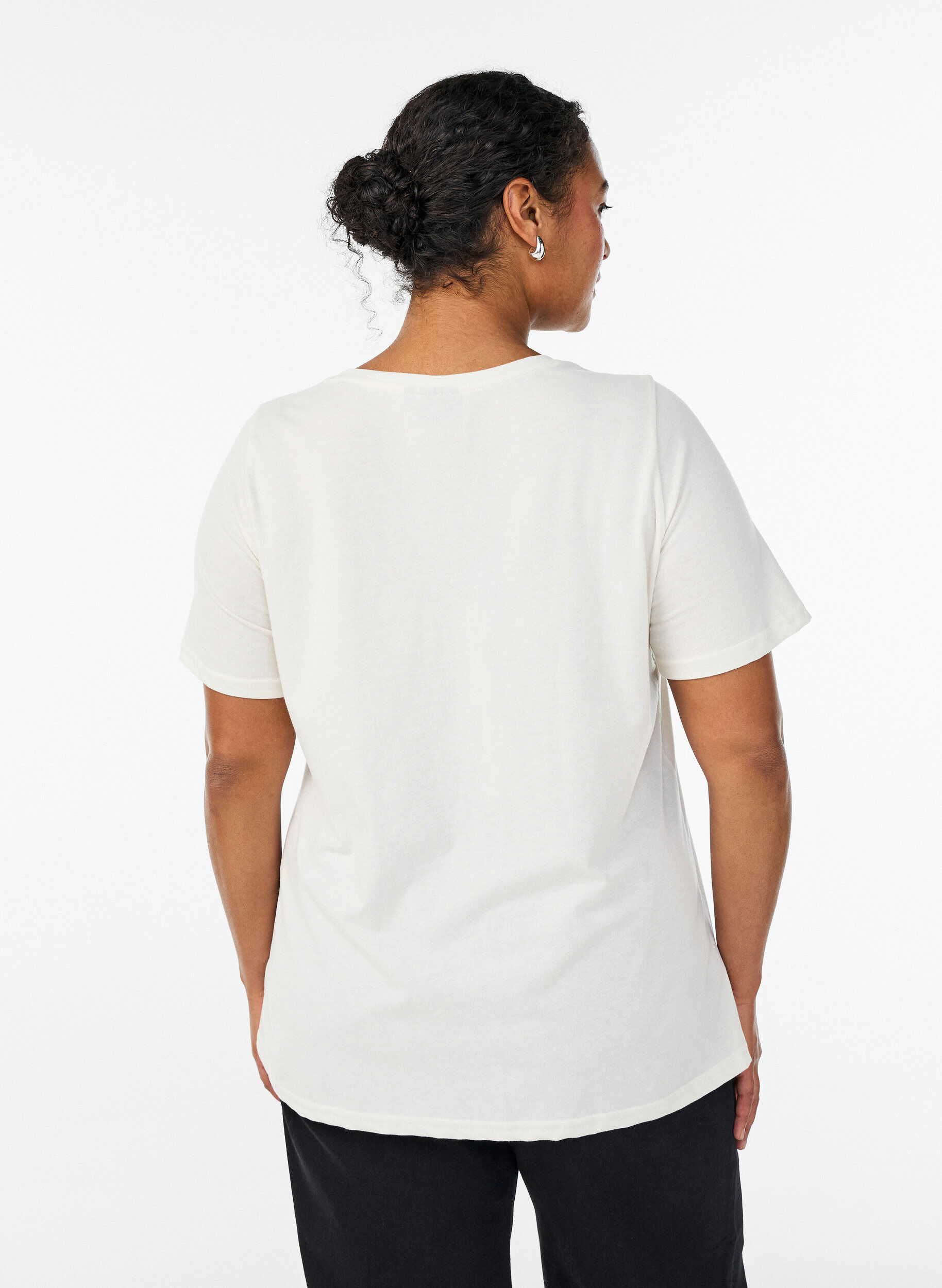 Zizzi T-shirt met print, Wit, Model image number 2