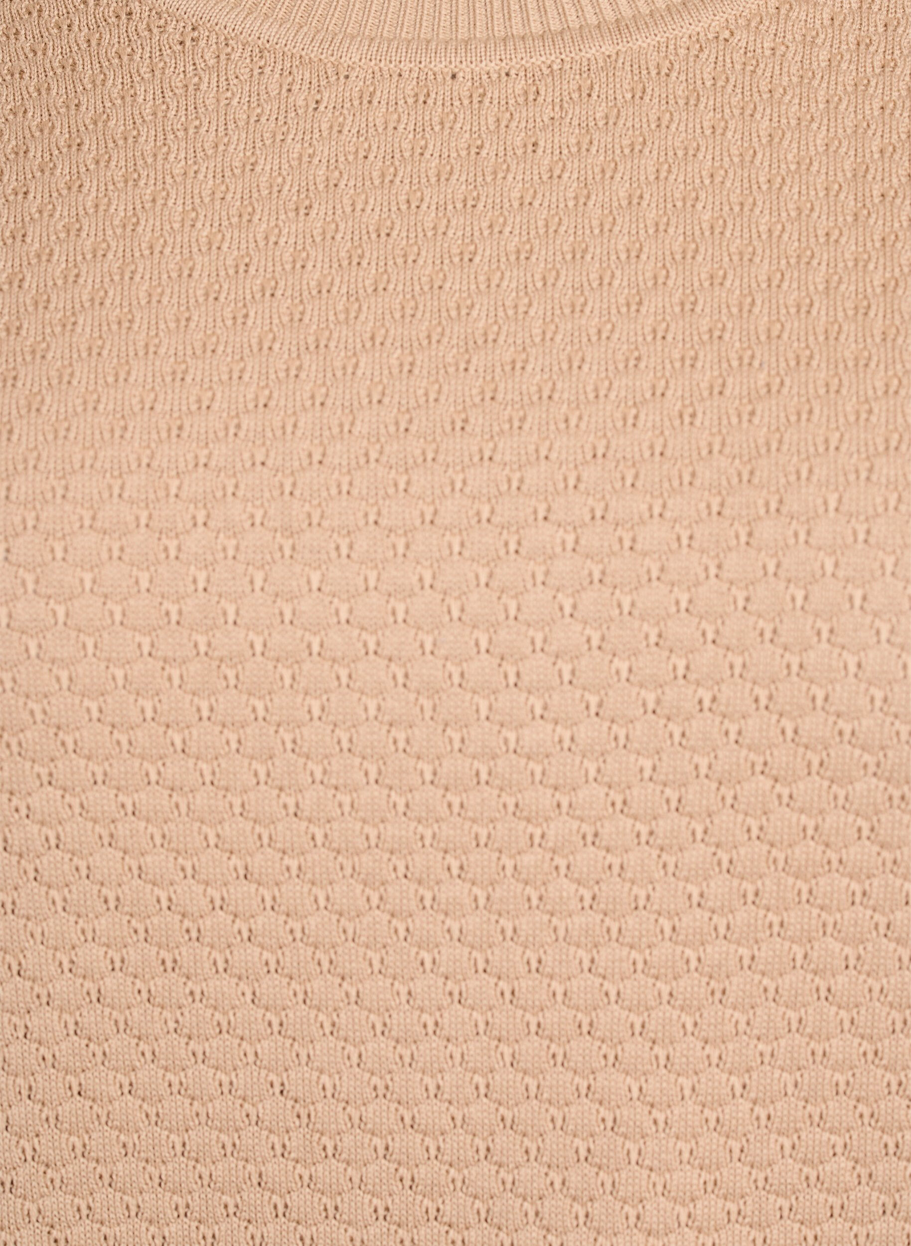 Zizzi Gebreide blouse van katoen met structuurpatroon, Beige, Packshot image number 2