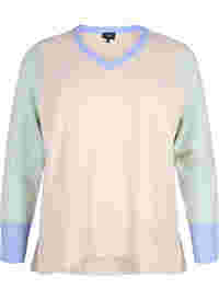 Gebreide blouse met colourblock en v-hals