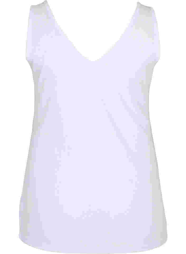 Geribde basic top met v-hals, Bright White, Packshot image number 1