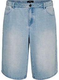 High-waisted denim shorts, Blauw