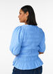 Smock blouse met volantzoom en boothals, Blauw, Model image number 2