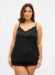 Pyjama top met kanten details, Black, Model image number 0