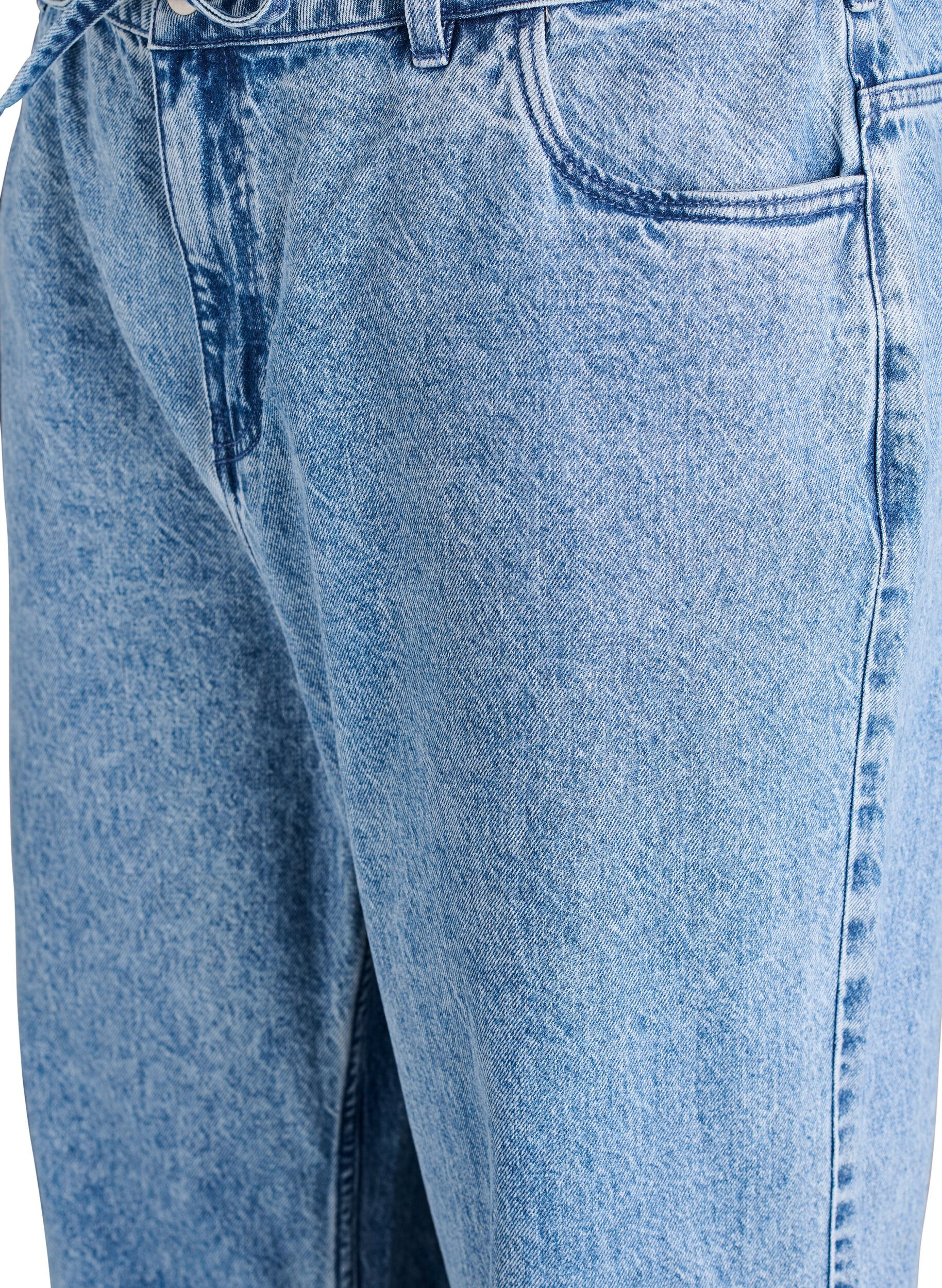 Zizzi Straight-fit jeans met een strikceintuur, Blauw, Packshot image number 2