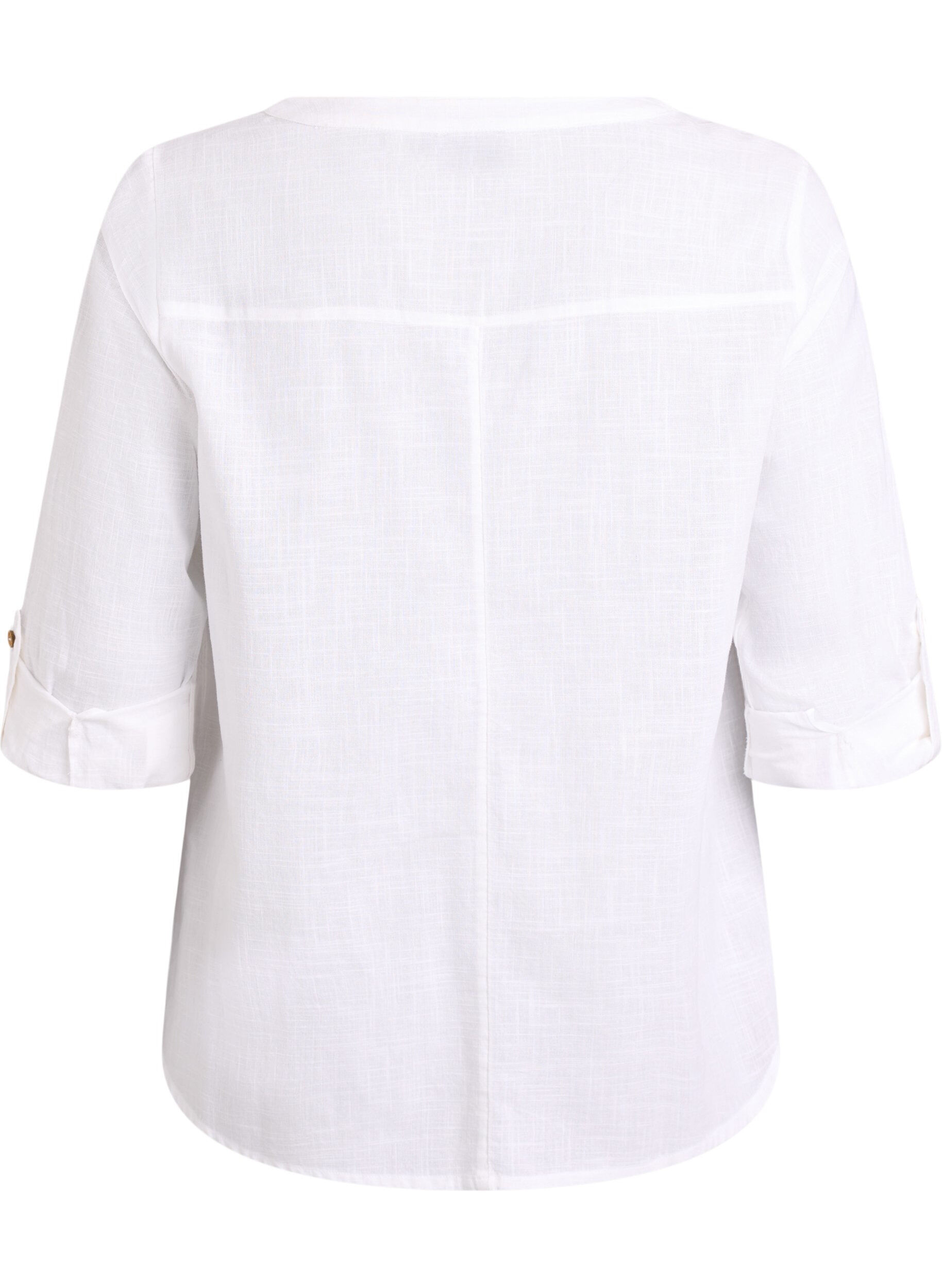 Zizzi Katoenen blouse met V-hals, Wit, Packshot image number 1