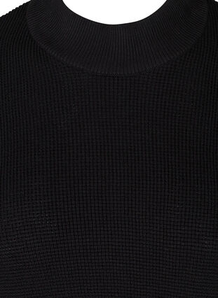 Gebreide poncho met korte mouwen en hoge hals, Black, Packshot image number 2