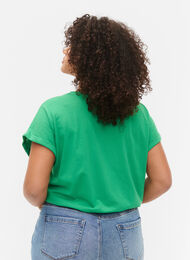 T-shirt met korte mouwen van katoenmix, Kelly Green, Model