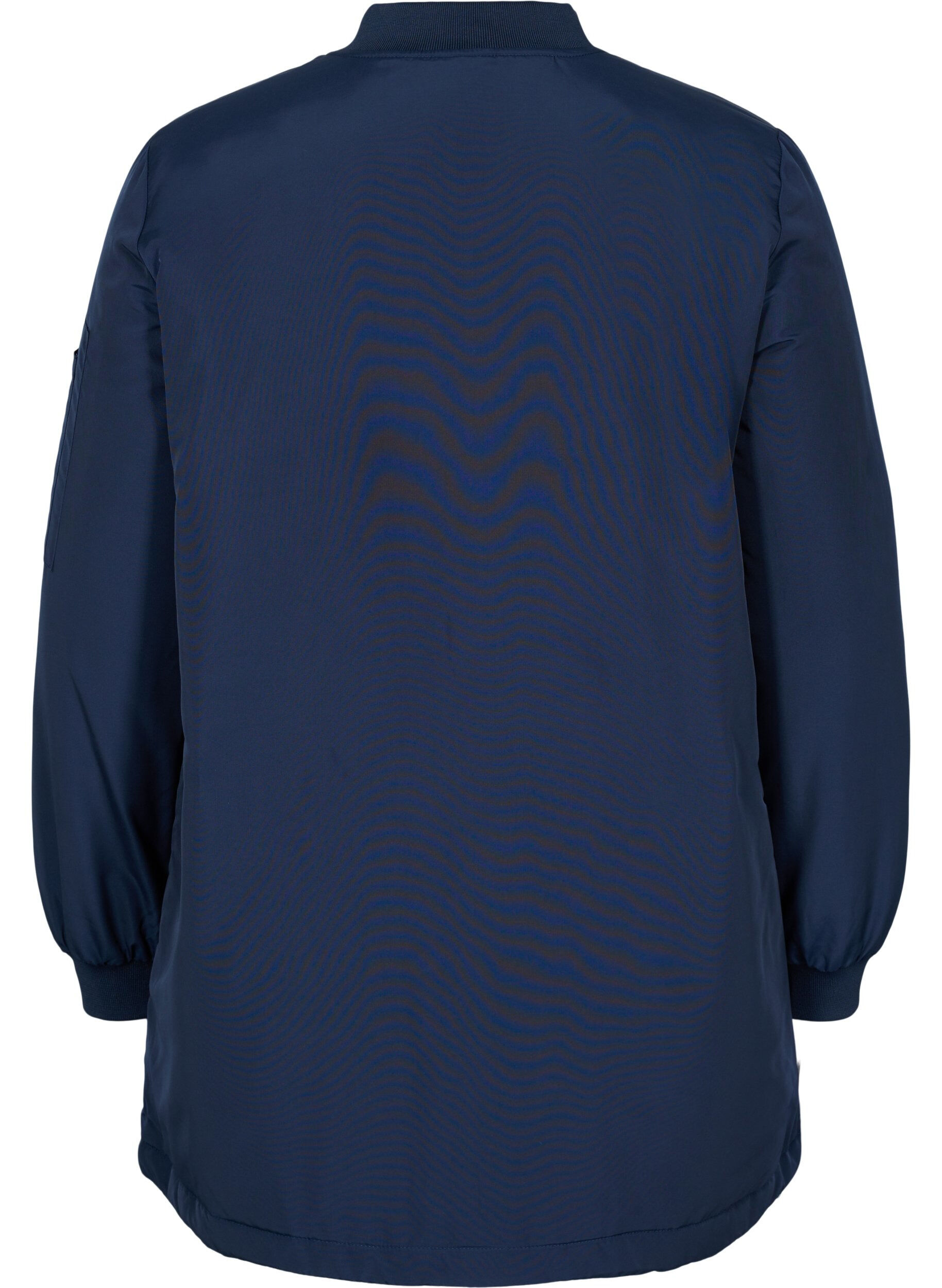 Zizzi Lange bomberjack met zakken, Navy Blazer, Packshot image number 1