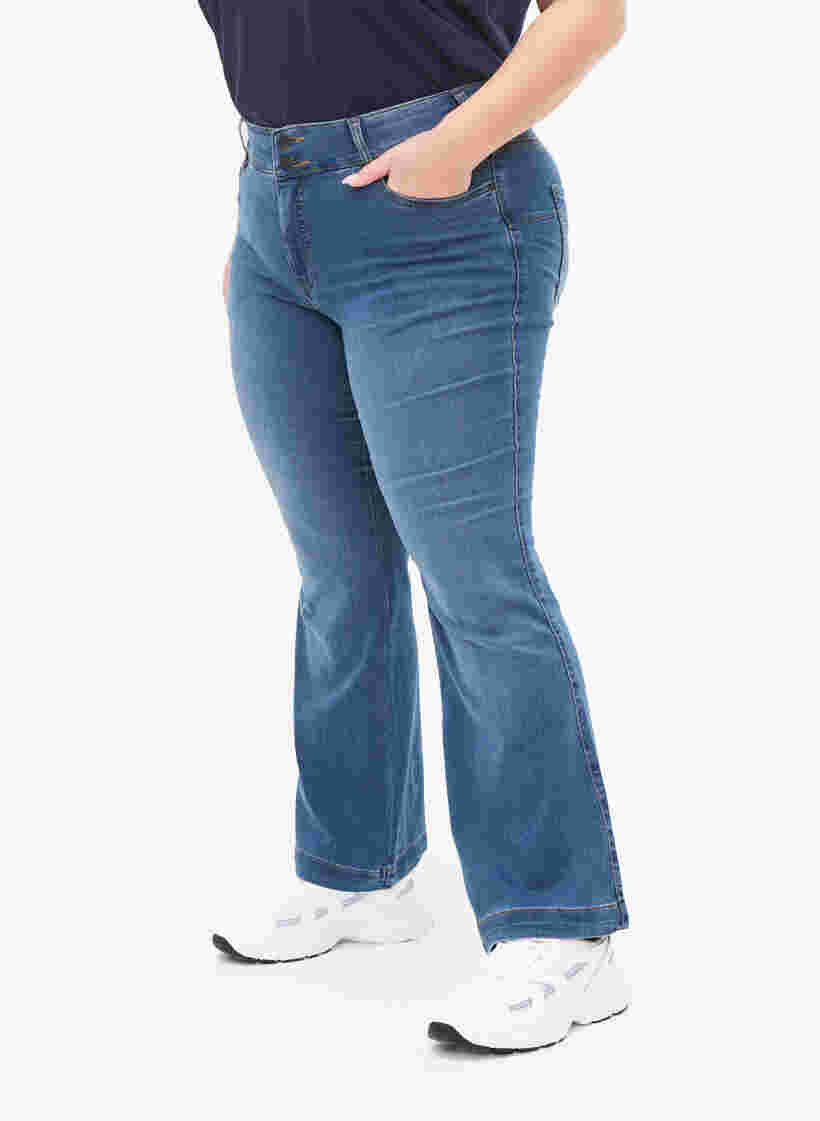 Ellen jeans met high waist en bootcut, Blue denim, Model image number 2