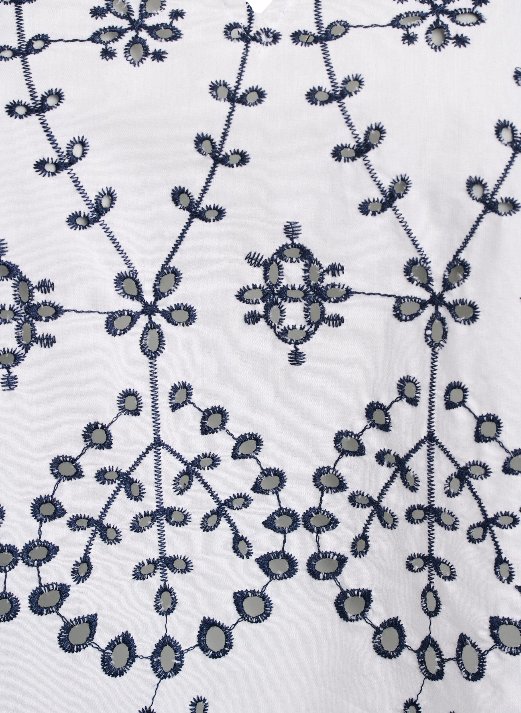 Zizzi Blouse met 3/4 mouwen en contrasterende broderie anglaise, Wit, Packshot image number 2